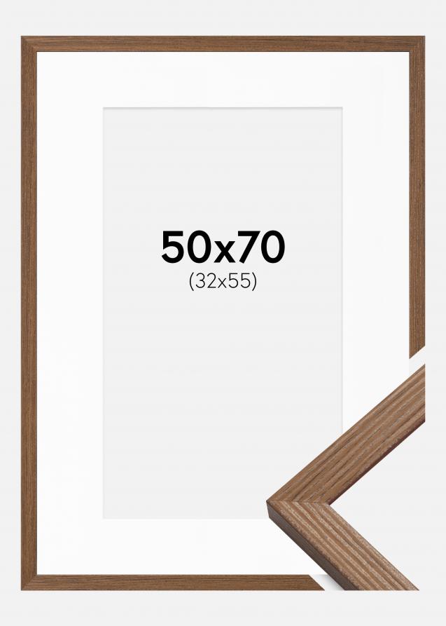 Cadre Fiorito Chêne Foncé 50x70 cm - Passe-partout Blanc 33x56 cm