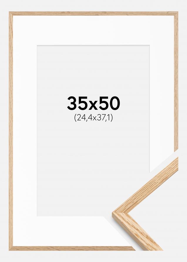 Cadre Mince Chêne 35x50 cm - Passe-partout Blanc 10x15 inches