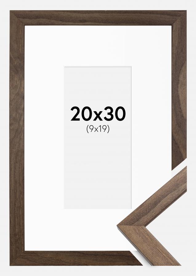 Cadre Stilren Noyer 20x30 cm - Passe-partout Blanc 10x20 cm