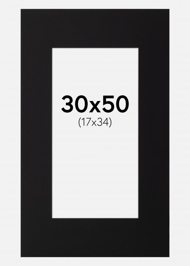 Passe-partout Noir Standard (noyau blanc) 30x50 cm (17x34)