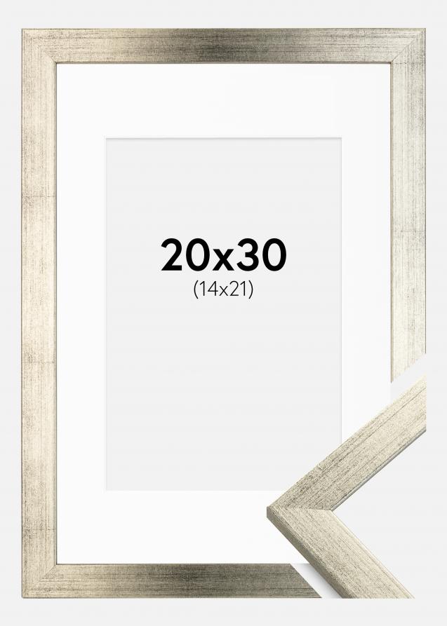 Cadre Stilren Argent 20x30 cm - Passe-partout Blanc 15x22 cm