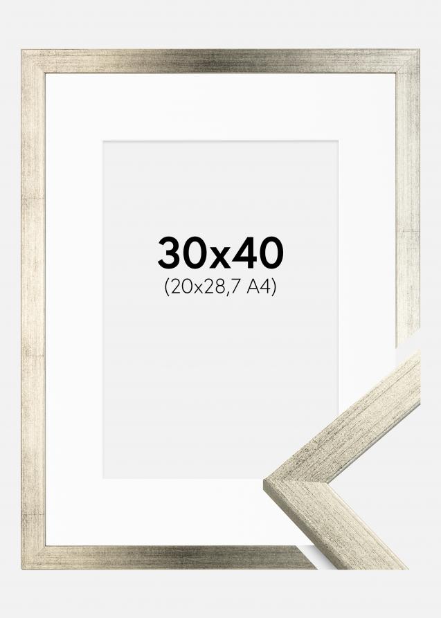 Cadre Stilren Argent 30x40 cm - Passe-partout Blanc 21x29,7 cm
