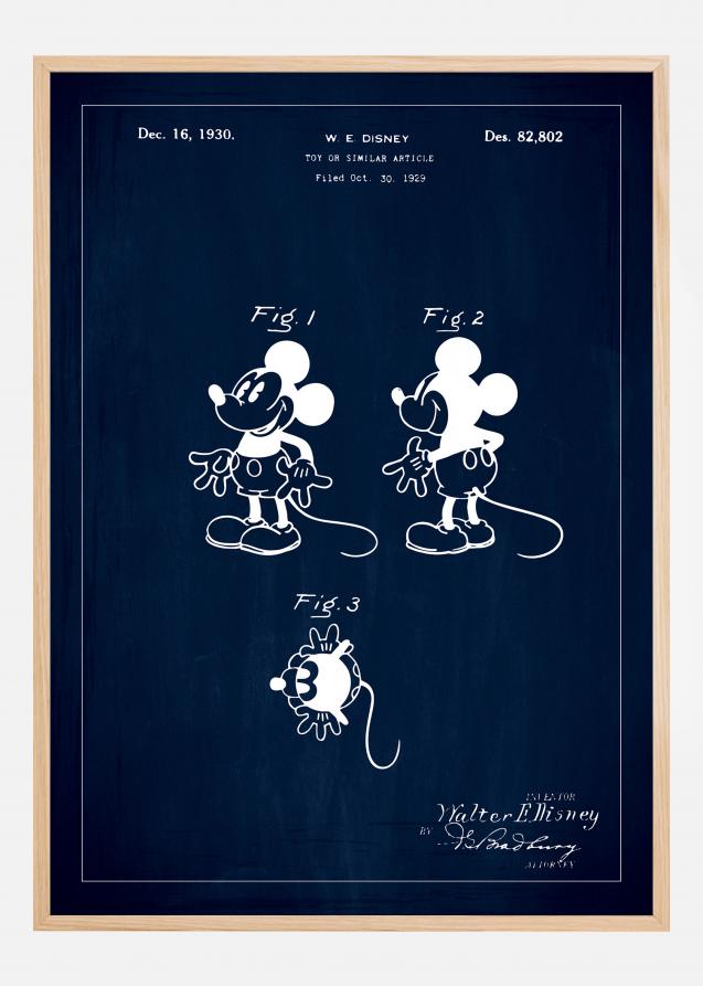 Dessin de brevet - Disney - Mickey Mouse - Bleu Poster