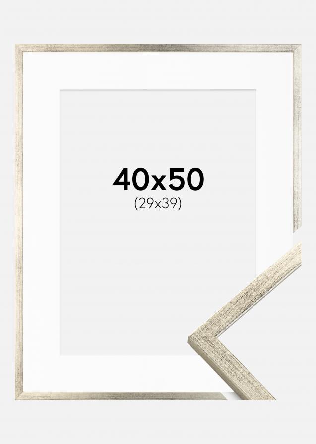 Cadre Galant Argent 40x50 cm - Passe-partout Blanc 30x40 cm