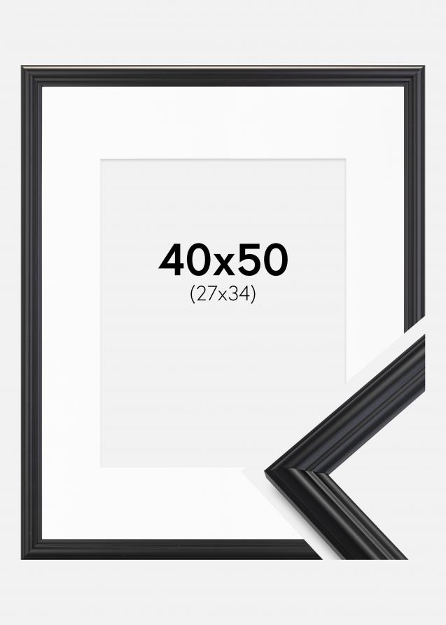 Cadre Siljan Noir 40x50 cm - Passe-partout Blanc 28x35 cm