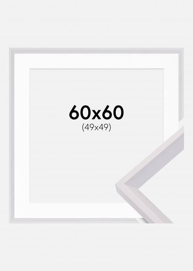 Cadre Globe Blanc 60x60 cm - Passe-partout Blanc 50x50 cm