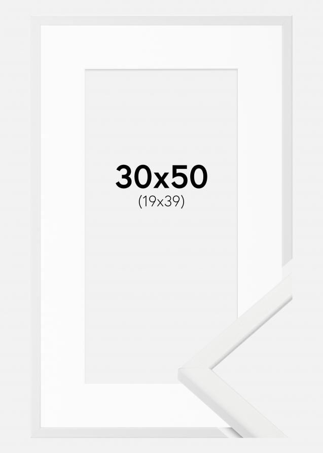 Cadre Kaspar Blanc 30x50 cm - Passe-partout Blanc 20x40 cm