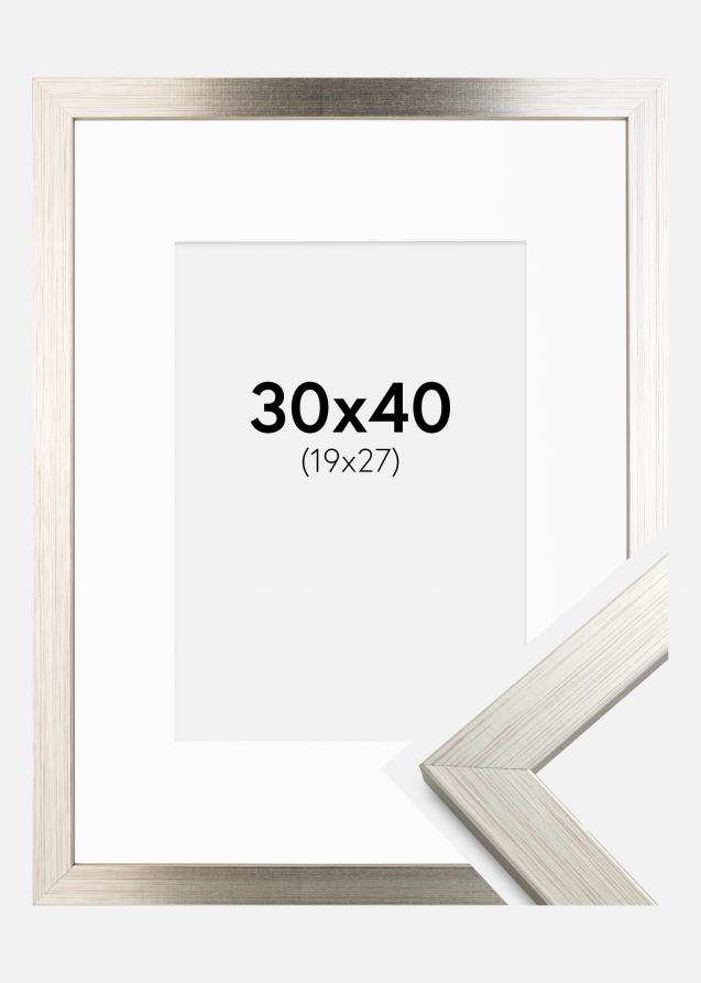 Cadre Silver Wood 30x40 cm - Passe-partout Blanc 20x28 cm