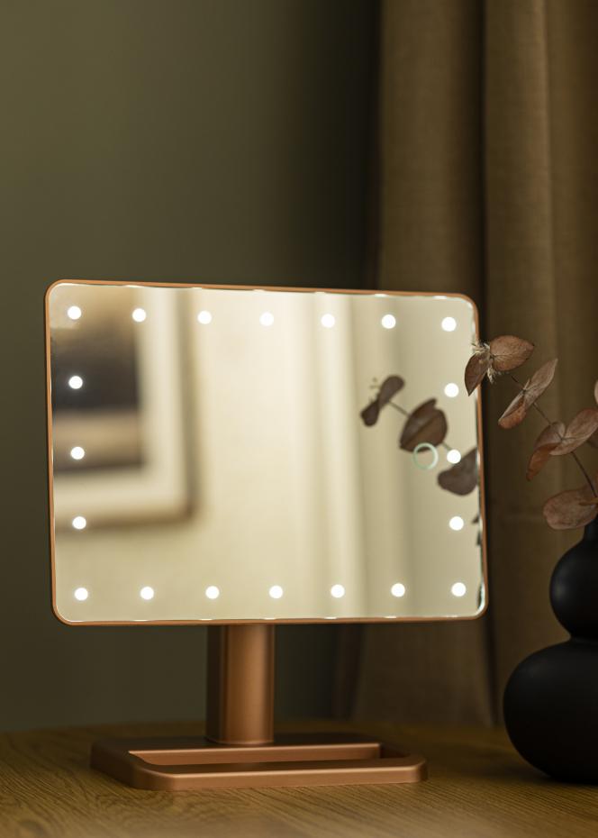 KAILA Miroir de maquillage LED m. Haut-parleur Bluetooth Or ros 18x30 cm