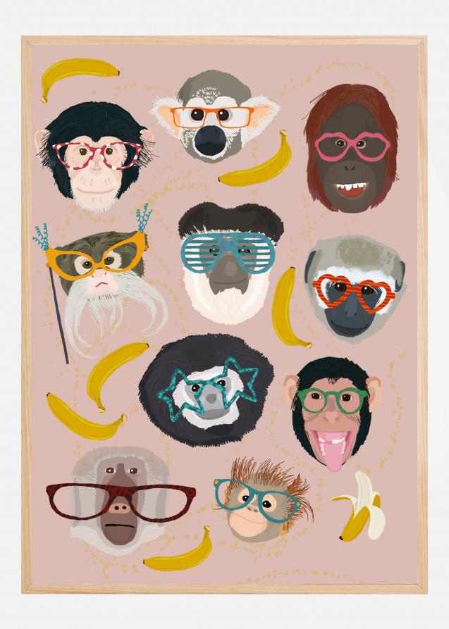 Monkey In Glasses Print Poster