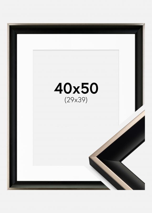 Cadre Öjaren Noir-Argent 40x50 cm - Passe-partout Blanc 30x40 cm