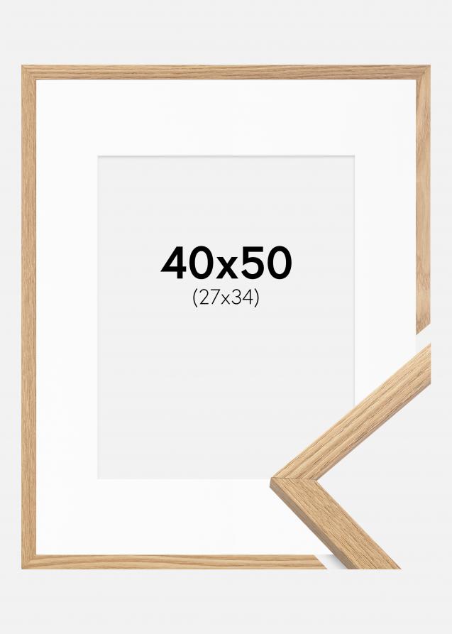 Cadre Trendy Chêne 40x50 cm - Passe-partout Blanc 28x35 cm