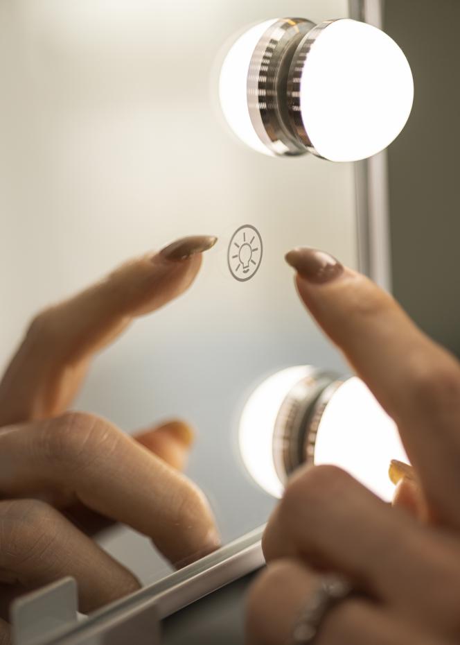 KAILA Miroir de maquillage Hollywood 12 m. Recharge sans fil Blanc 30x41 cm