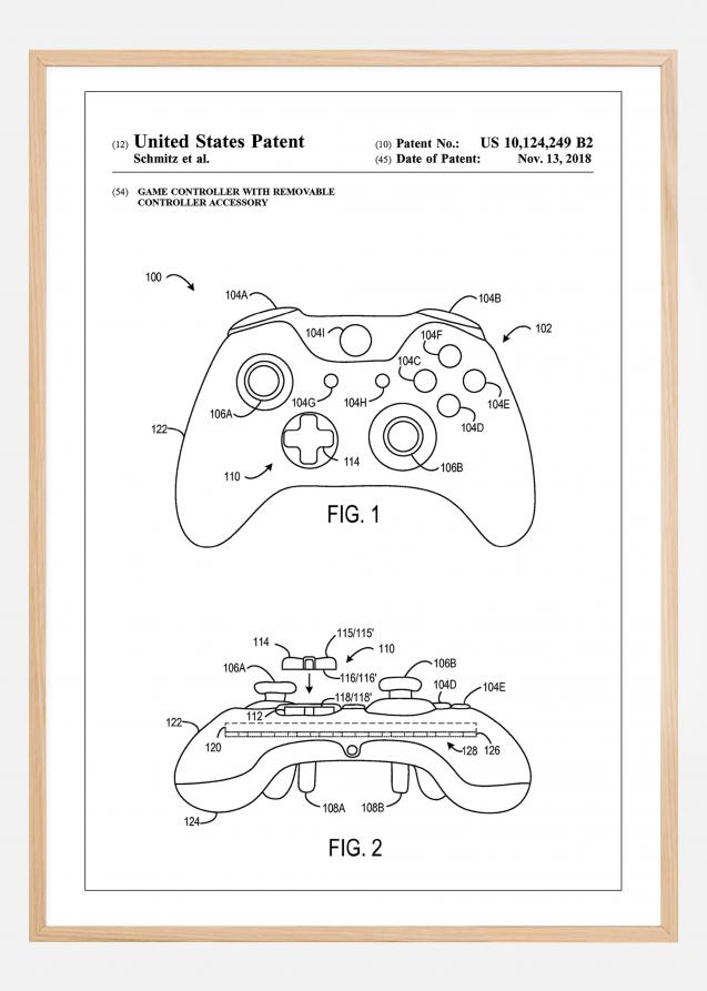 Patent Print - Game Controller III - White Poster