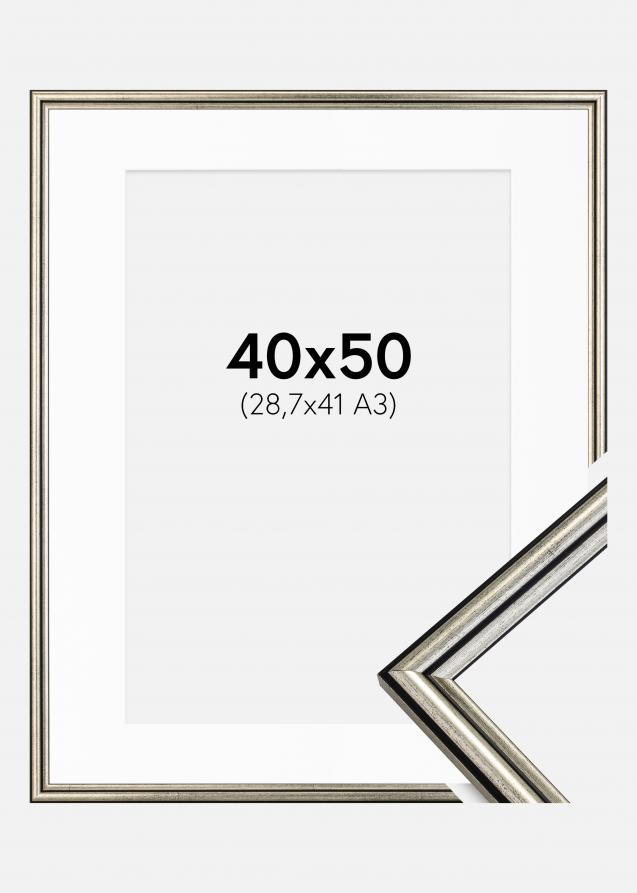 Cadre Horndal Argent 40x50 cm - Passe-partout Blanc 29,7x42 cm