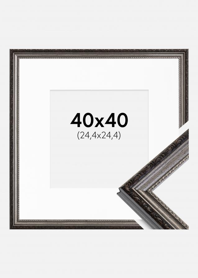 Cadre Abisko Argent 40x40 cm - Passe-partout Blanc 10x10 pouces
