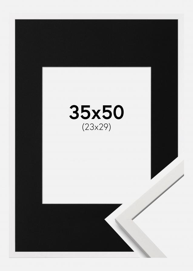 Cadre Edsbyn Blanc 35x50 cm - Passe-partout Noir 24x30 cm