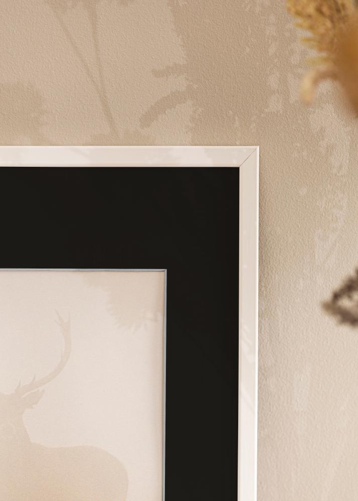 Cadre Galant Blanc 40x50 cm - Passe-partout Noir 27,5x37 cm
