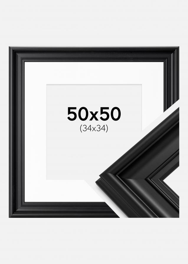 Cadre Mora Premium Noir 50x50 cm - Passe-partout Blanc 35x35 cm