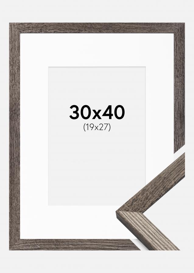 Cadre Fiorito Noyer 30x40 cm - Passe-partout Blanc 20x28 cm