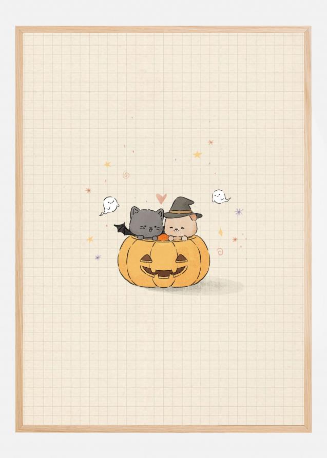 Cat and Dog In Halloween Poster
