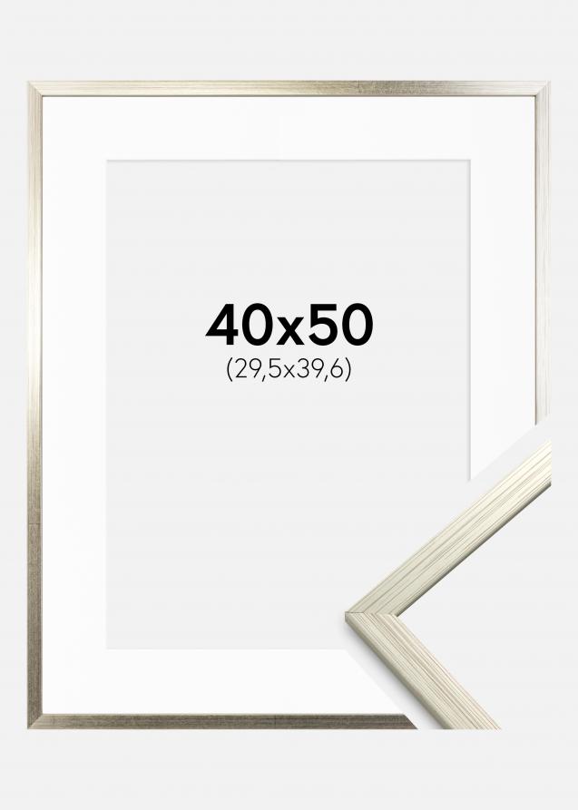 Cadre Edsbyn Argent 40x50 cm - Passe-partout Blanc 12x16 inches