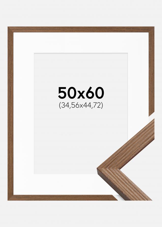 Cadre Fiorito Chêne Foncé 50x60 cm - Passe-partout Blanc 14x18 pouces