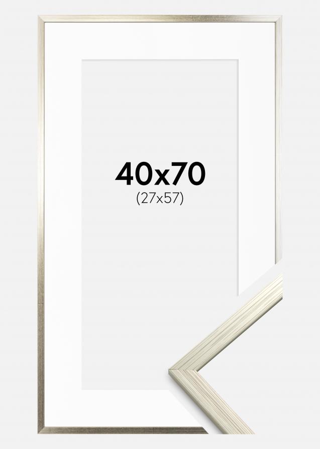 Cadre Edsbyn Argent 40x70 cm - Passe-partout Blanc 28x58 cm