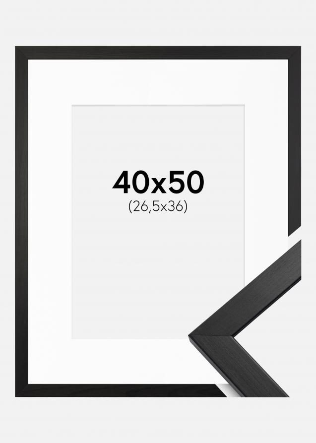 Cadre Stilren Verre acrylique Noir 40x50 cm - Passe-partout Blanc 27,5x37 cm