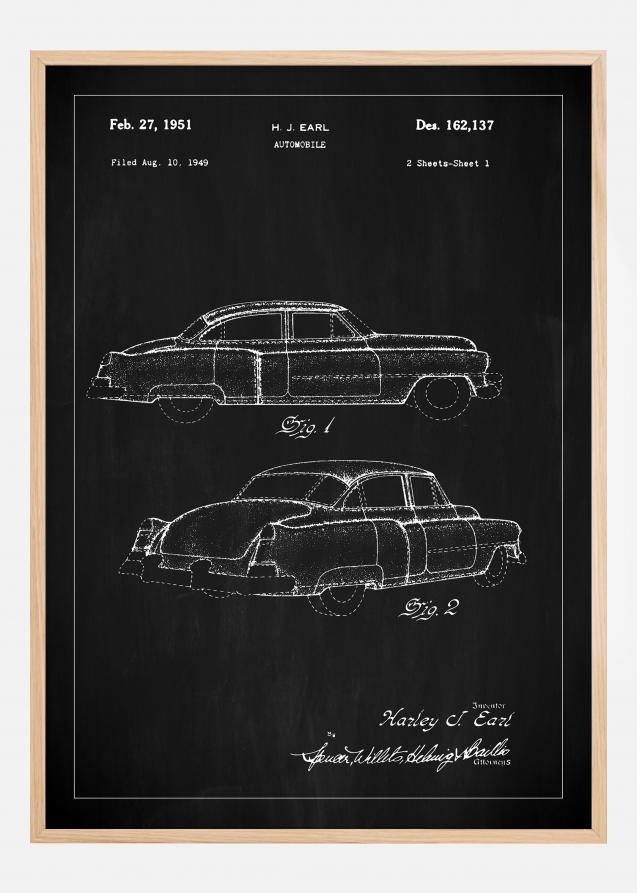 Dessin de brevet - Cadillac I - Noir Poster