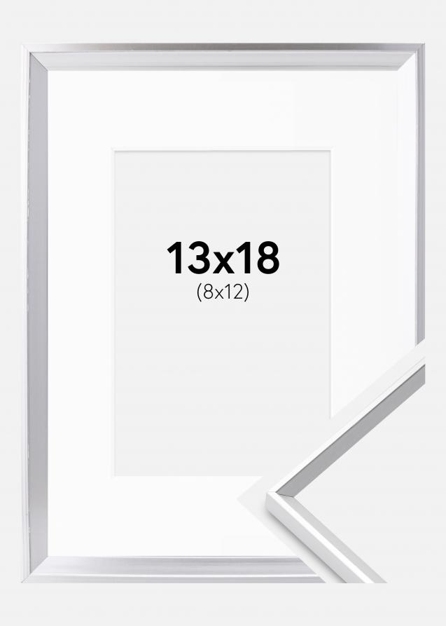 Cadre Desire Argent 13x18 cm - Passe-partout Blanc 9x13 cm