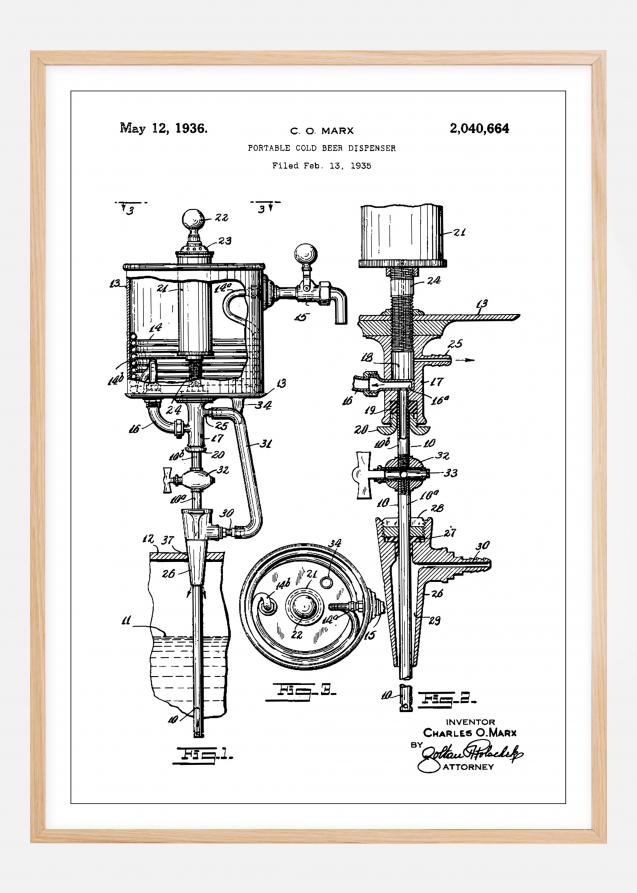 Patent Print - Portable Cold Beer Dispenser - White Poster