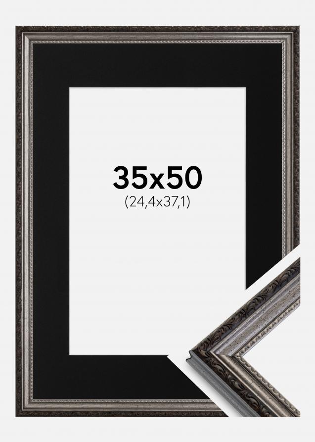 Cadre Abisko Argent 35x50 cm - Passe-partout Noir 10x15 pouces