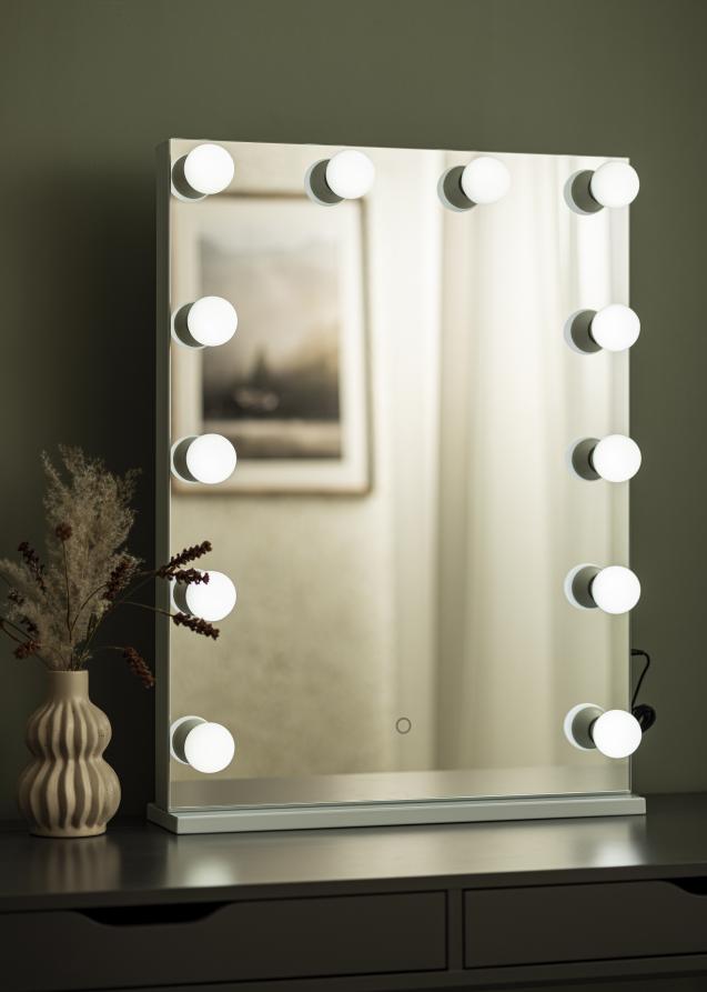 KAILA Miroir de maquillage Hollywood 14 Blanc 60x80 cm