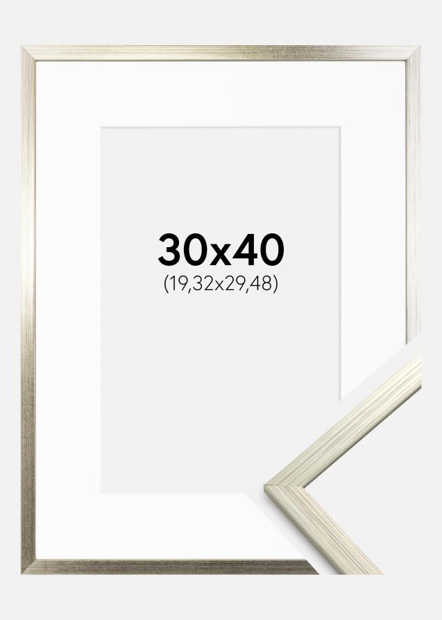 Cadre Edsbyn Argent 30x40 cm - Passe-partout Blanc 8x12 inches