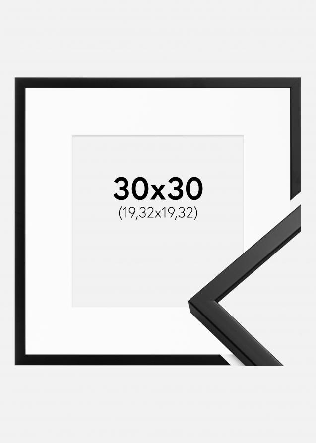 Cadre Oslo Noir 30x30 cm - Passe-partout Blanc 8x8 pouces