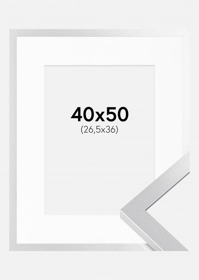 Cadre Selection Argent 40x50 cm - Passe-partout Blanc 27,5x37 cm