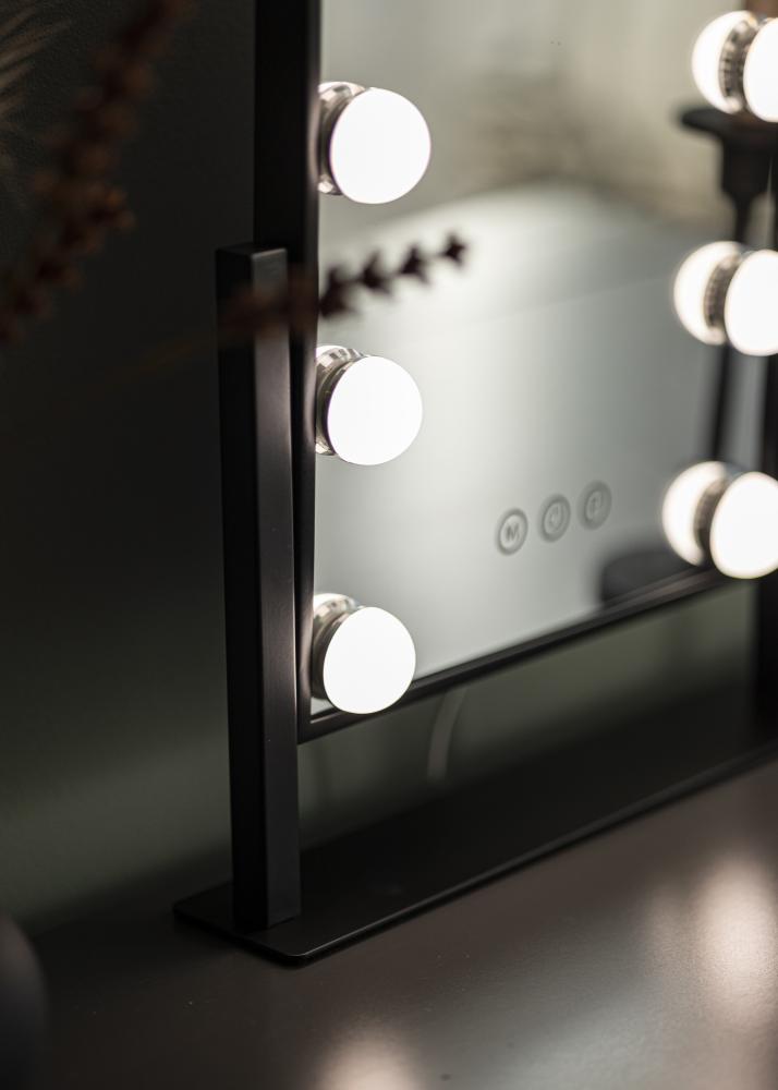 KAILA Miroir de maquillage Hollywood 9 Noir 25x30 cm