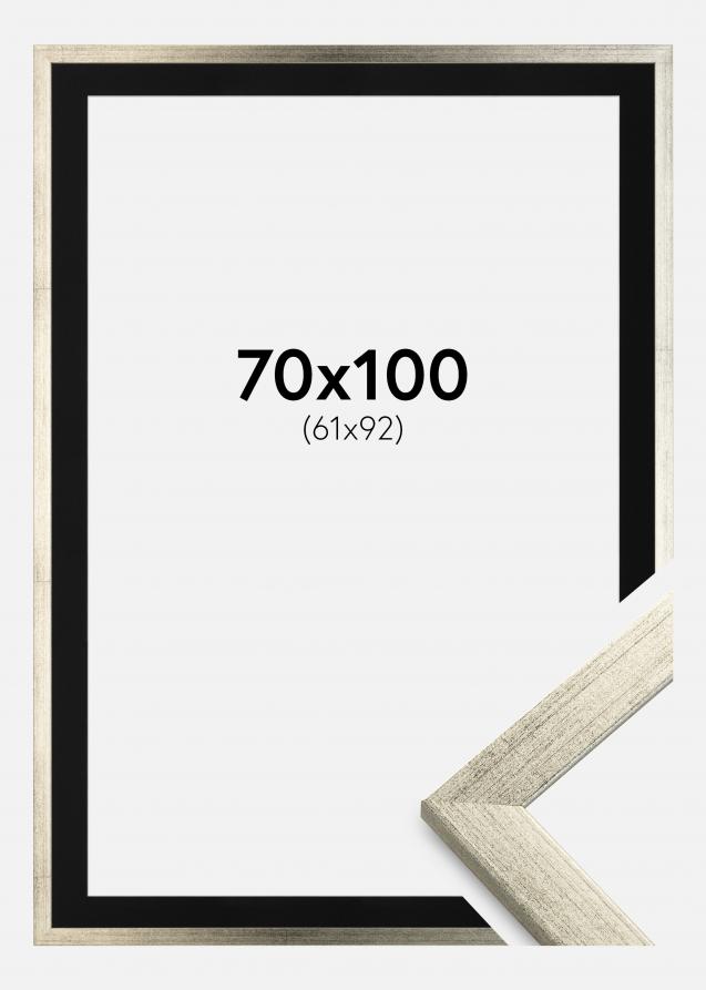 Cadre Stilren Argent 70x100 cm - Passe-partout Noir 62x93 cm