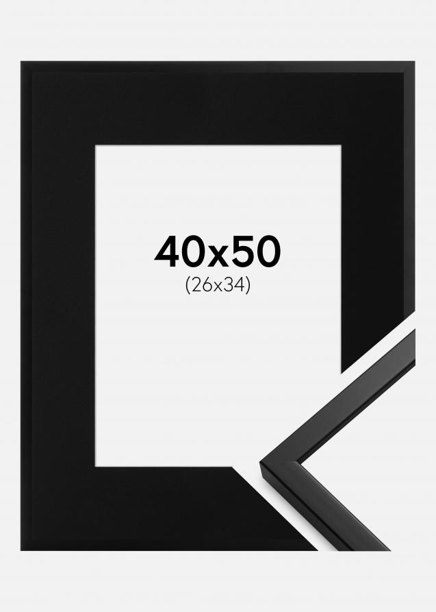 Cadre Oslo Noir 40x50 cm - Passe-partout Noir 27x35 cm