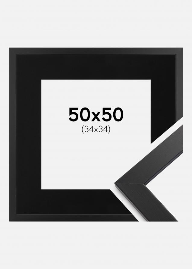 Cadre Black Wood 50x50 cm - Passe-partout Noir 35x35 cm