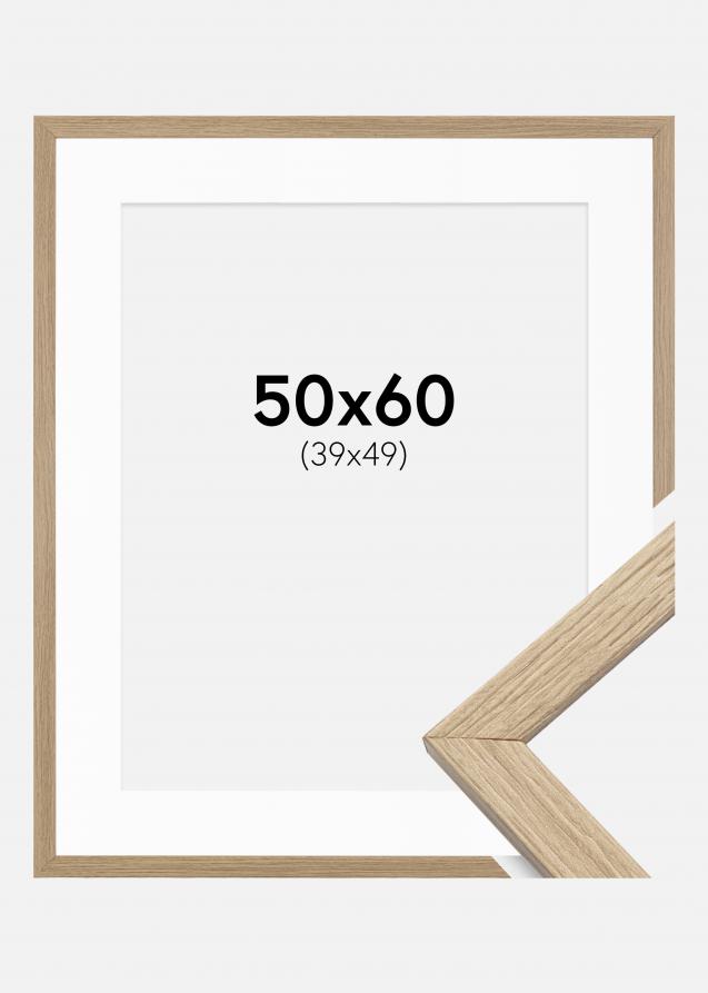 Cadre Stilren Verre acrylique Chêne 50x60 cm - Passe-partout Blanc 40x50 cm