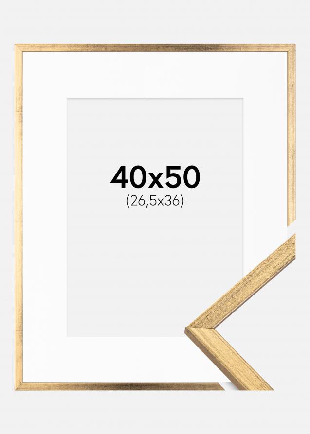 Cadre Galant Or 40x50 cm - Passe-partout Blanc 27,5x37 cm