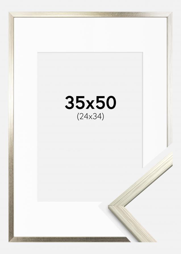 Cadre Edsbyn Argent 35x50 cm - Passe-partout Blanc 25x35 cm