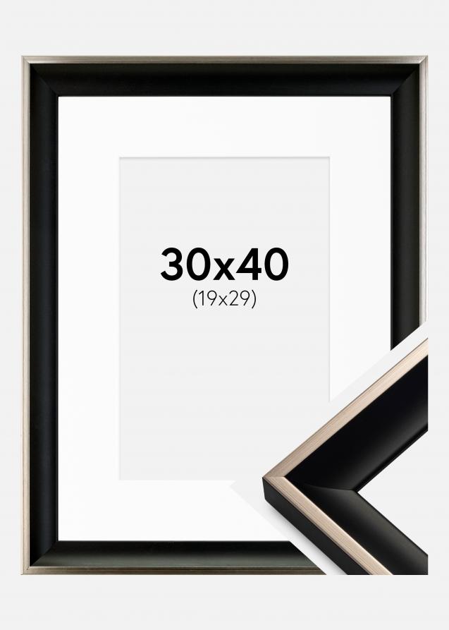 Cadre Öjaren Noir-Argent 30x40 cm - Passe-partout Blanc 20x30 cm