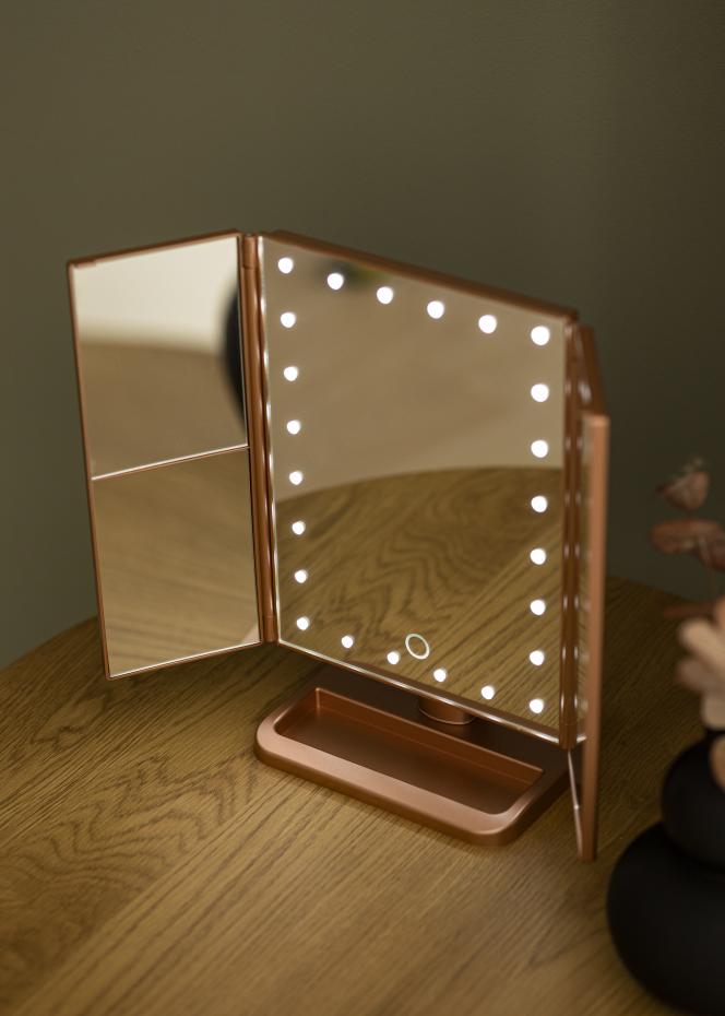 KAILA Miroir de maquillage Tri-Fold Magnifying Or ros 30x20 cm
