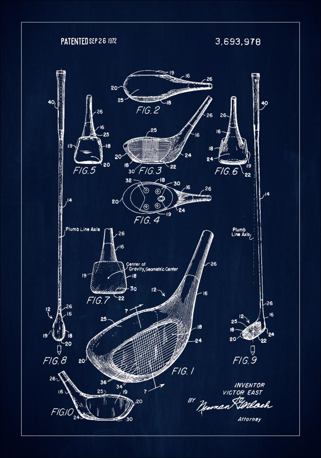 Patent Print - Golf Club - Blue Poster