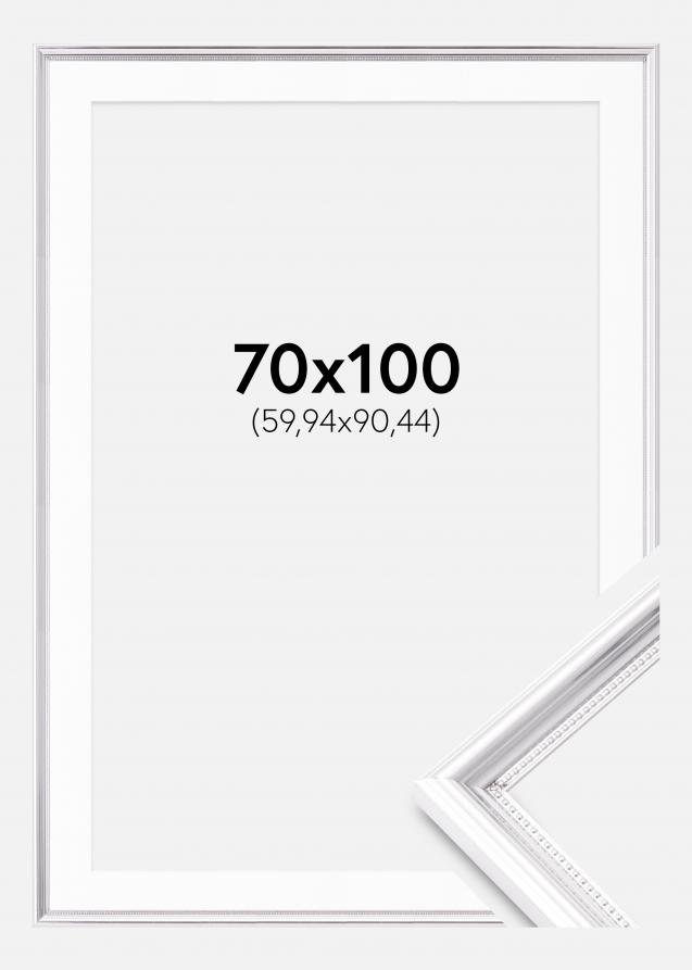 Cadre Gala Argent 70x100 cm - Passe-partout Blanc 24x36 inches