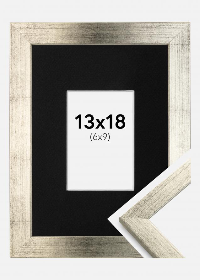 Cadre Stilren Argent 13x18 cm - Passe-partout Noir 7x10 cm