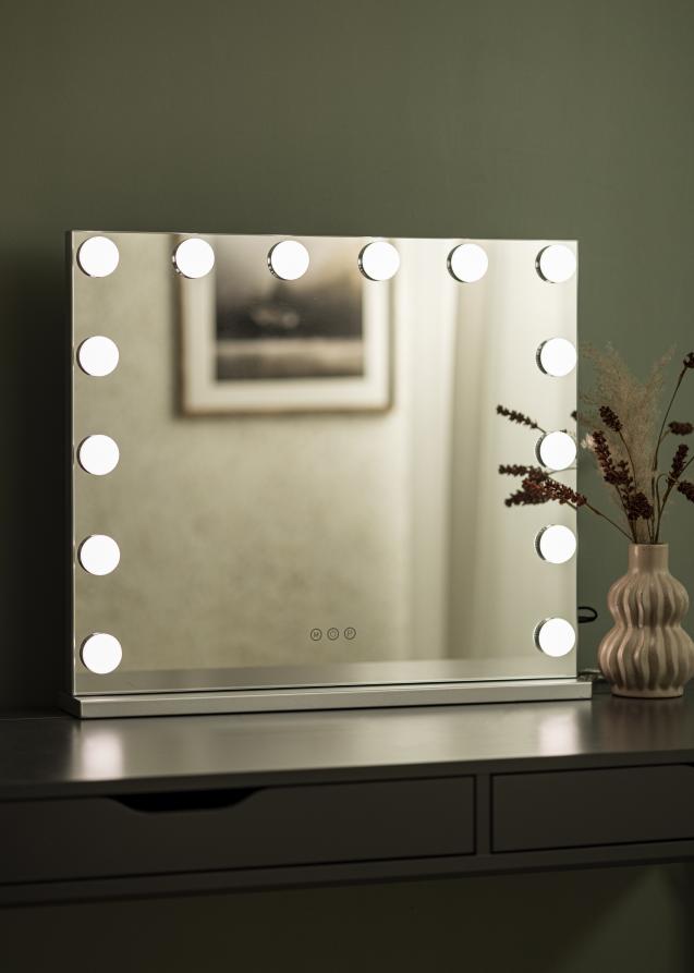 KAILA Miroir de maquillage Base LED 14 Argent 65x56 cm